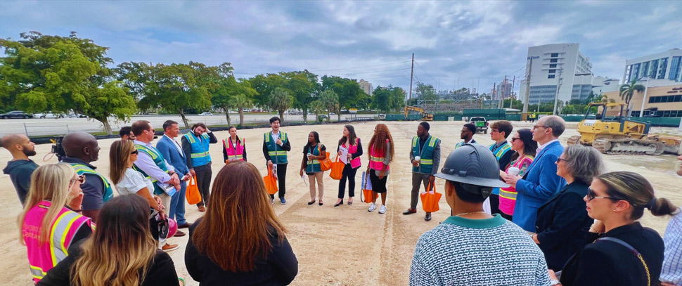 Project Destined students meet at the redevelopment site at Avenida Biscayne.