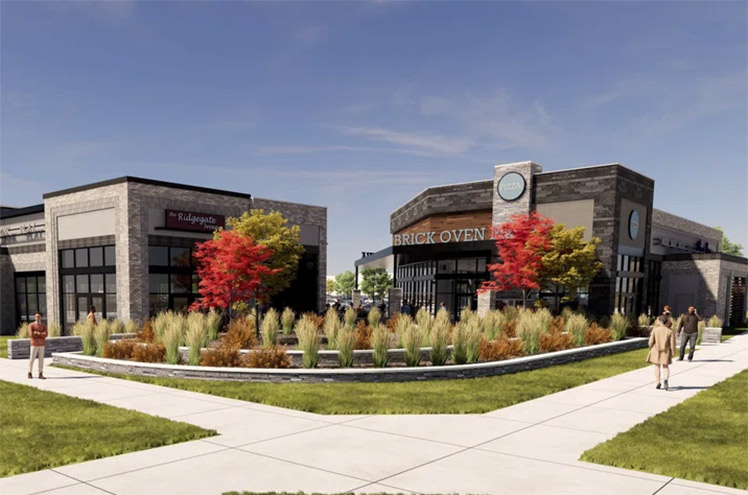 Rendering of Lone Tree Village, a shopping center in Lone Tree, CO.